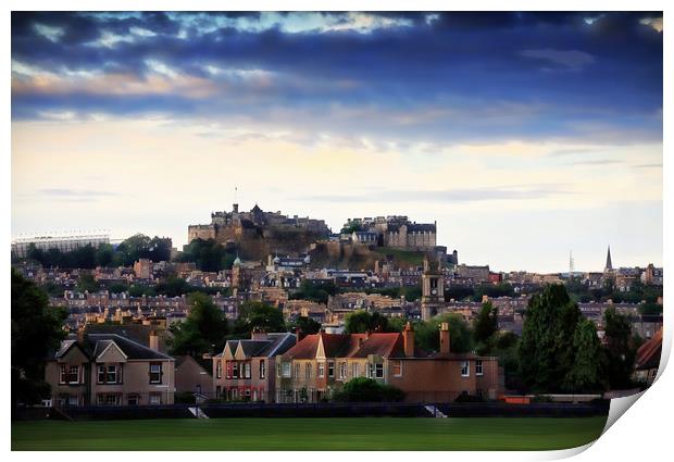 Edinburgh Castle and New Town rooftops Print by Philip Hawkins