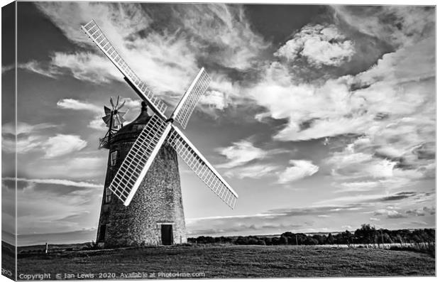 Great Haseley Windmill Monochrome Canvas Print by Ian Lewis