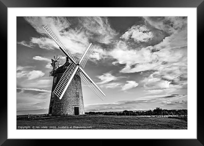 Great Haseley Windmill Monochrome Framed Mounted Print by Ian Lewis