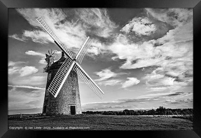 Great Haseley Windmill Monochrome Framed Print by Ian Lewis