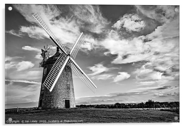 Great Haseley Windmill Monochrome Acrylic by Ian Lewis