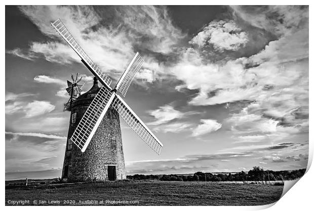 Great Haseley Windmill Monochrome Print by Ian Lewis