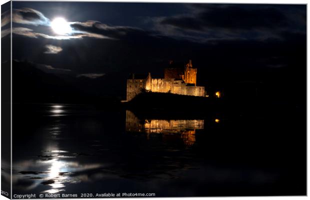 Eilean Donan Castle at Night Canvas Print by Lrd Robert Barnes