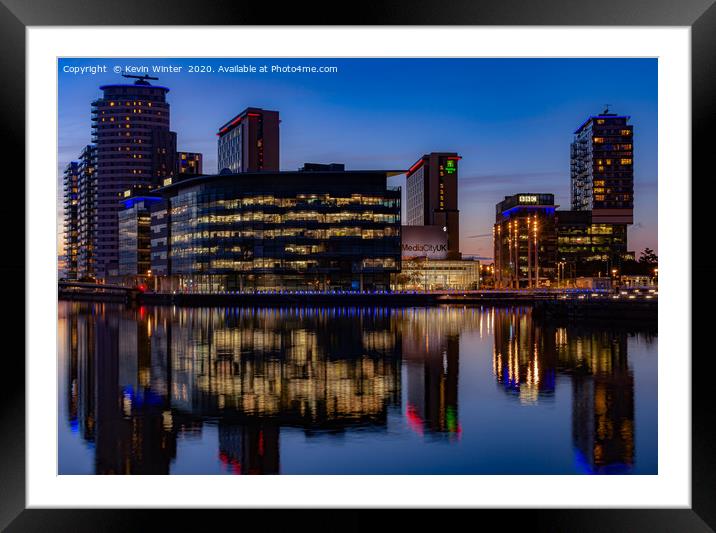 Media City Sunset Framed Mounted Print by Kevin Winter