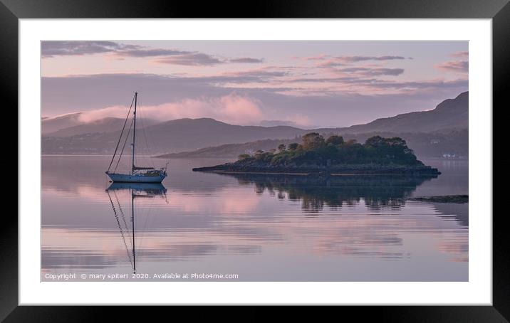 A magical Sunset at Sheildaig Bay Framed Mounted Print by mary spiteri