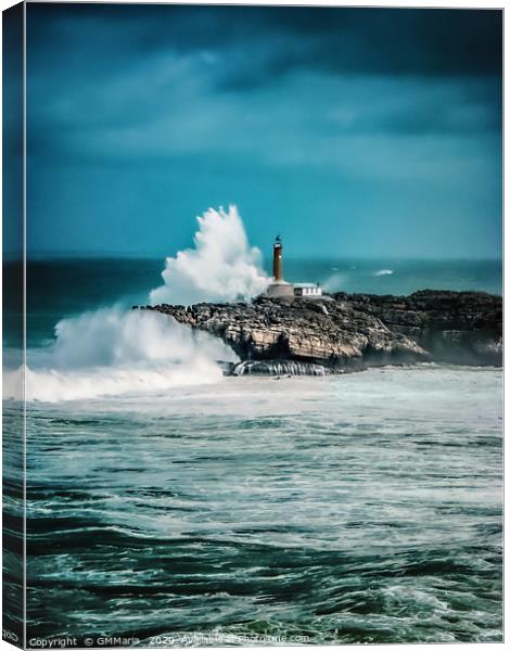 Big wave strikes Faro De La Isla De Mouro Canvas Print by Maria Galushkina