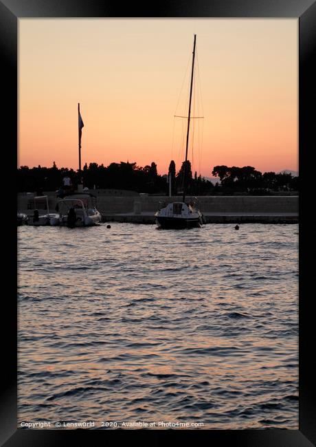 Sunset in the port of Hvar, Croatia Framed Print by Lensw0rld 