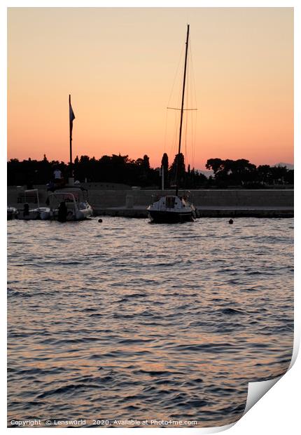 Sunset in the port of Hvar, Croatia Print by Lensw0rld 