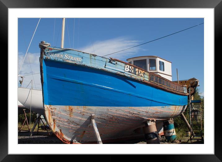Fishing Boat Golden Strand Framed Mounted Print by chris hyde