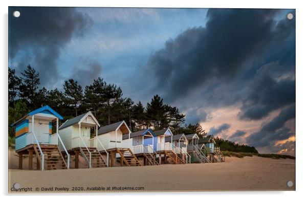 Wells-next-the-sea Beach Huts at Sunset Acrylic by David Powley