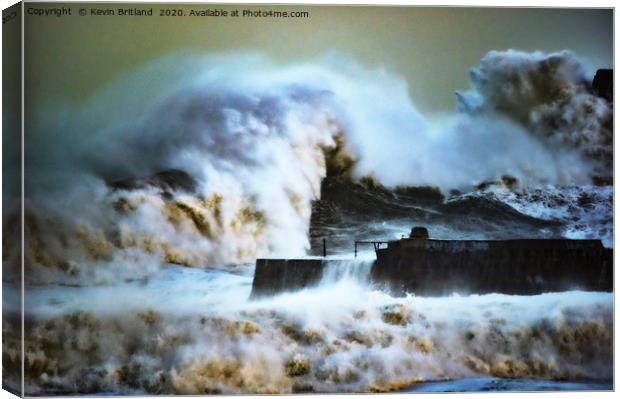 Stormy sea in cornwall Canvas Print by Kevin Britland