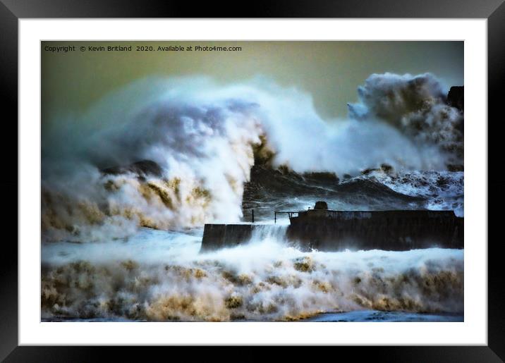 Stormy sea in cornwall Framed Mounted Print by Kevin Britland
