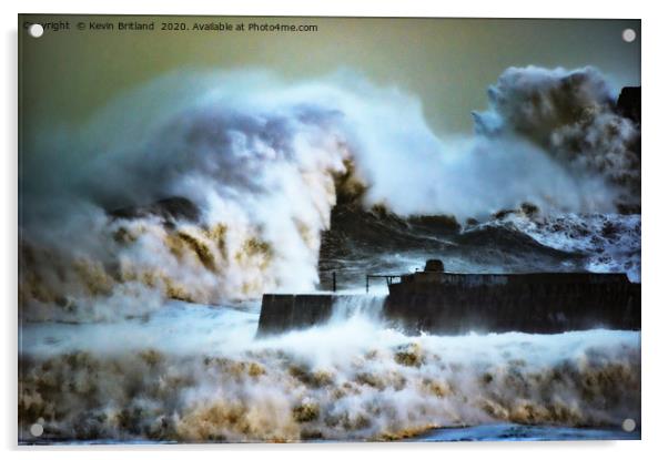 Stormy sea in cornwall Acrylic by Kevin Britland