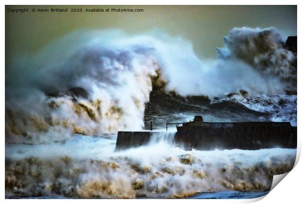 Stormy sea in cornwall Print by Kevin Britland