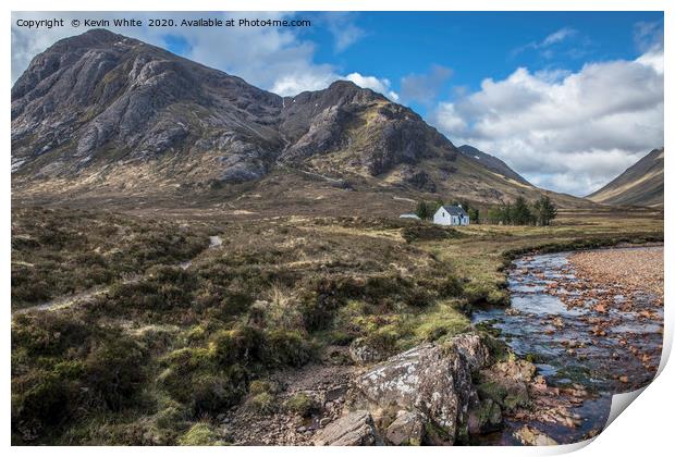Glencoe Pass isolated cottage Print by Kevin White