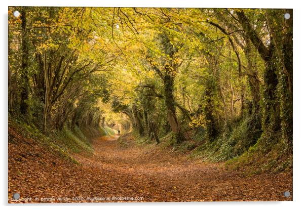 Autumn at Halnaker Tunnel, West Sussex Acrylic by Emma Varley