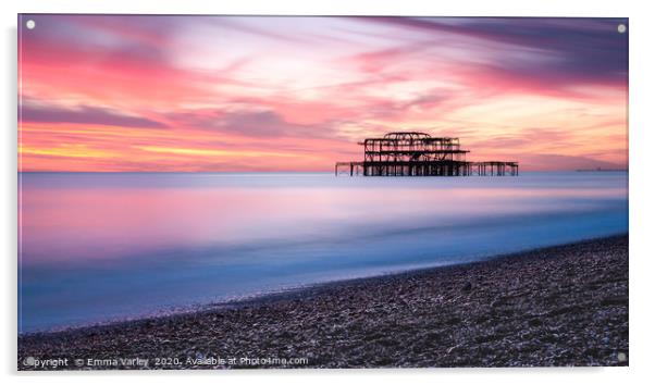Sunset at West Pier Brighton Acrylic by Emma Varley