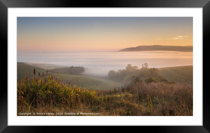 Bury sea of mist Framed Mounted Print by Emma Varley