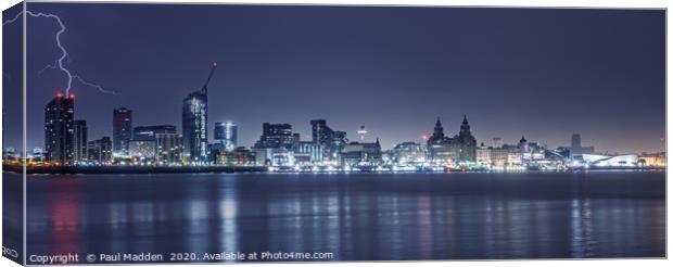 Lightning over Liverpool Canvas Print by Paul Madden