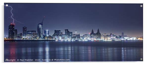 Lightning over Liverpool Acrylic by Paul Madden