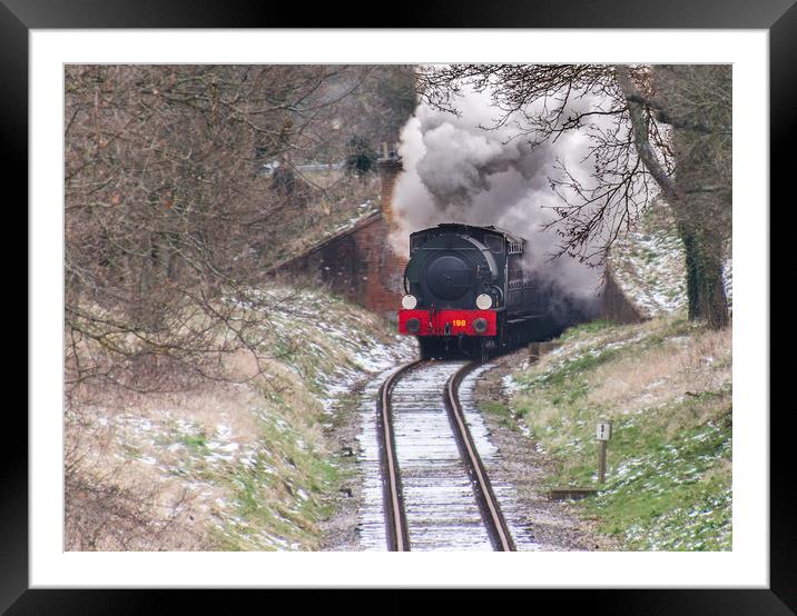 Steaming in the snow Framed Mounted Print by Alf Damp
