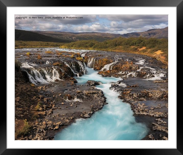 Beautiful Turquoise Bruarfoss Waterfall, Iceland  Framed Mounted Print by Pere Sanz