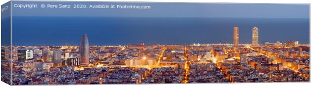 Barcelona skyline panorama at the Blue Hour Canvas Print by Pere Sanz