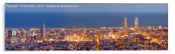 Barcelona skyline panorama at the Blue Hour Acrylic by Pere Sanz