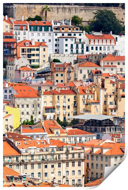 Lisbon Historical City Close up, Portugal Print by Pere Sanz