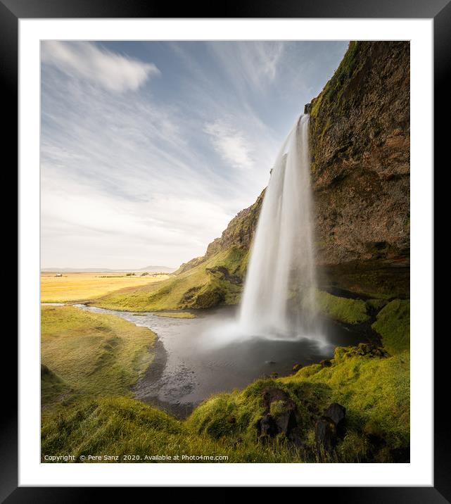  Seljalandsfoss Waterfall on a Sunny Day in Icelan Framed Mounted Print by Pere Sanz