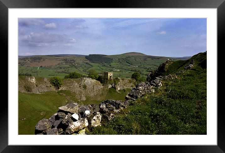 Peveril Castle And Losehill Framed Mounted Print by Darren Burroughs