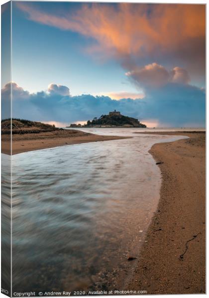 River at Marazion (St michael's Mount) Canvas Print by Andrew Ray