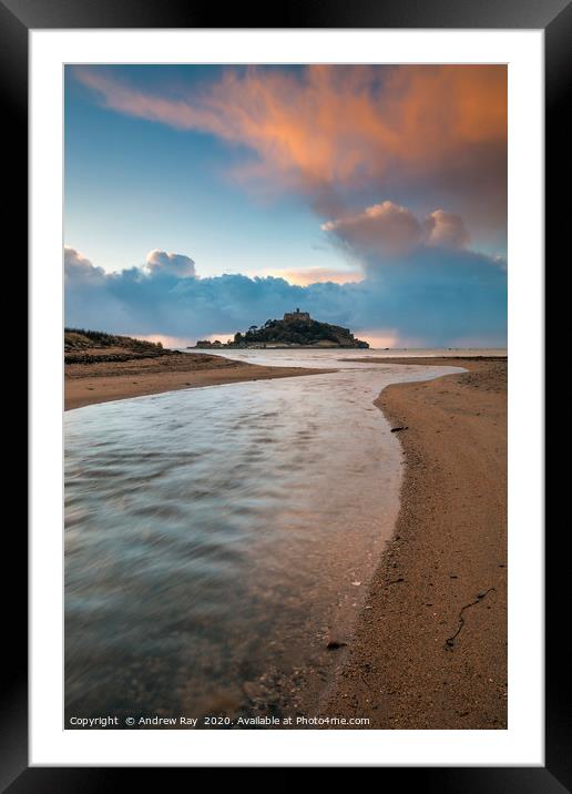 River at Marazion (St michael's Mount) Framed Mounted Print by Andrew Ray