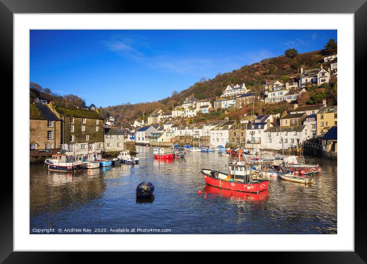 Polperro Boats. Framed Mounted Print by Andrew Ray