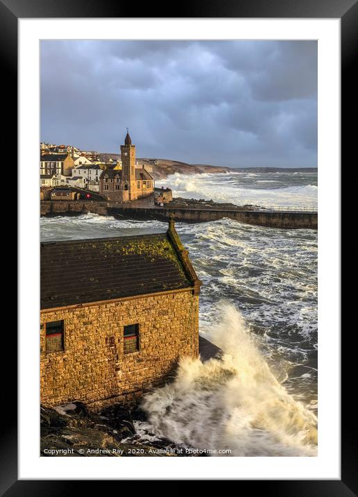 Above the old RNLI station (Porthleven) Framed Mounted Print by Andrew Ray