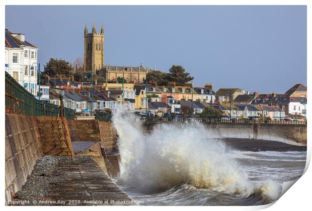 Incoming Wave at Penzance  Print by Andrew Ray