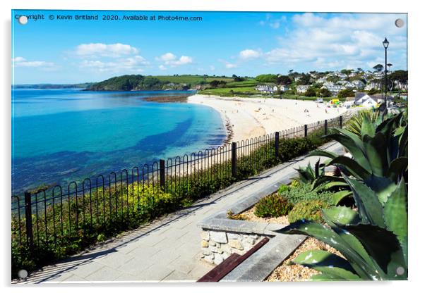 gyllyngvase beach falmouth Acrylic by Kevin Britland