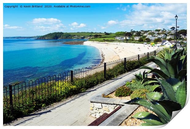 gyllyngvase beach falmouth Print by Kevin Britland