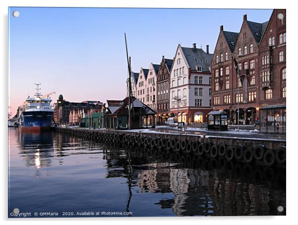 Bryggen wharf in Bergen Acrylic by Maria Galushkina