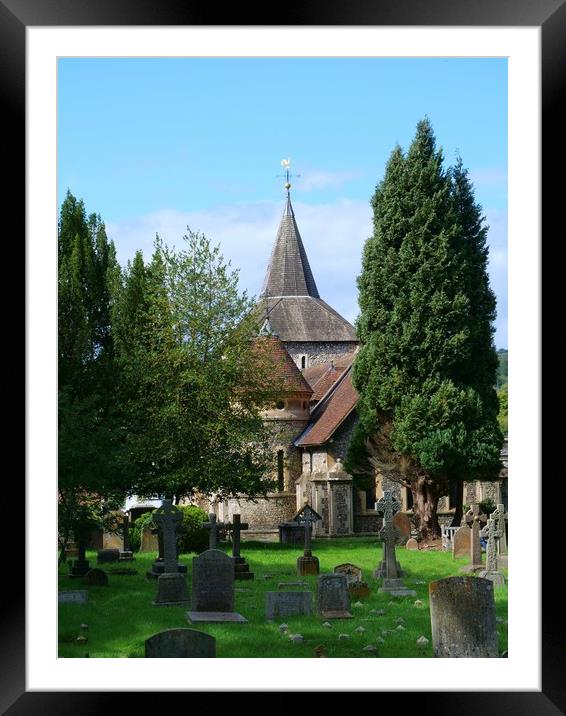St Michael's Church, Mickleham from the rear Framed Mounted Print by Nathalie Hales