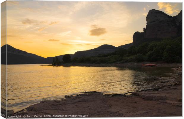 Sunset and blue hour in the Sau swamp Canvas Print by Jordi Carrio