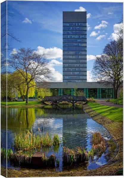 University Arts Tower & Weston Park Pond           Canvas Print by Darren Galpin