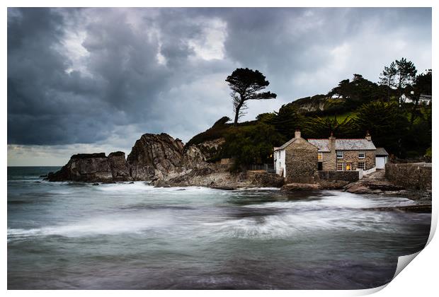 A Stormy Looking Lee Bay, North Devon Print by Images of Devon