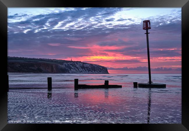 Yaverland Beach Sunrise Framed Print by Wight Landscapes