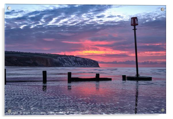 Yaverland Beach Sunrise Acrylic by Wight Landscapes