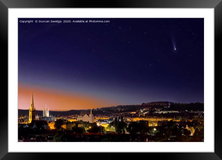 Comet Neowise seen across the City of Bath landsca Framed Mounted Print by Duncan Savidge