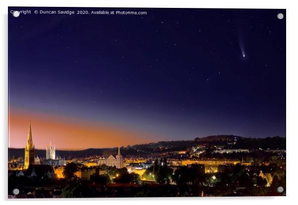 Comet Neowise seen across the City of Bath landsca Acrylic by Duncan Savidge