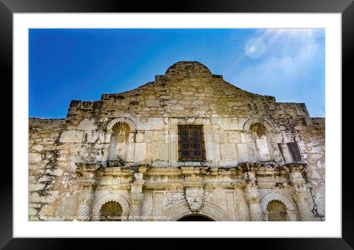 Sun Rays Alamo Mission Independence Battle Site Sa Framed Mounted Print by William Perry