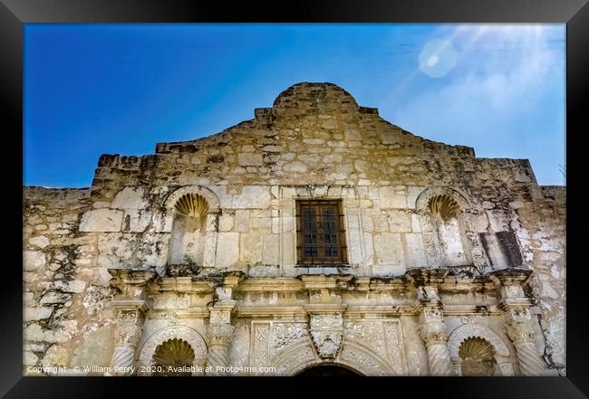 Sun Rays Alamo Mission Independence Battle Site Sa Framed Print by William Perry