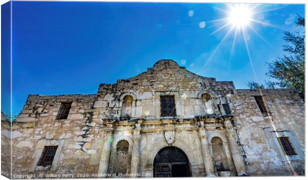 Sun Rays Alamo Mission Independence Battle Site San Antonio Texa Canvas Print by William Perry